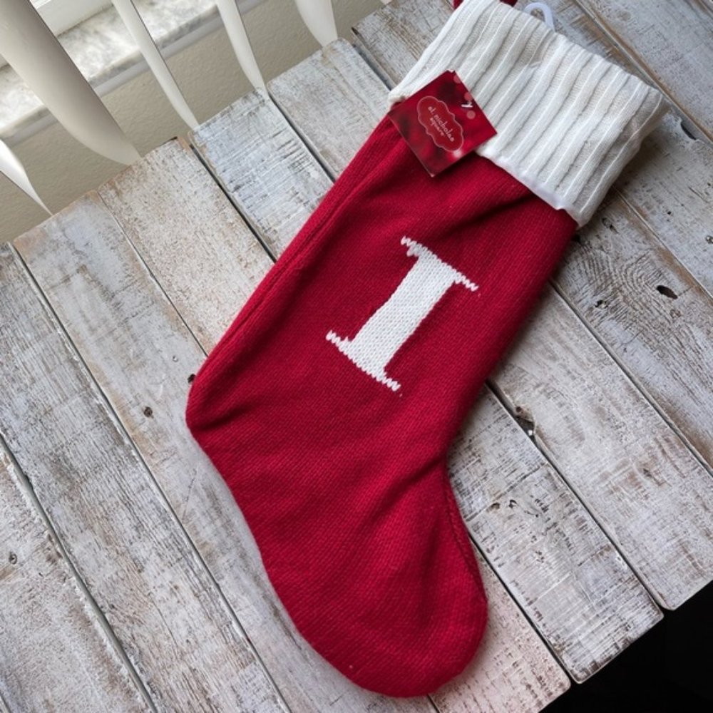 NWT St. Nicholas Square Initial I knit stocking Large 19 inch long